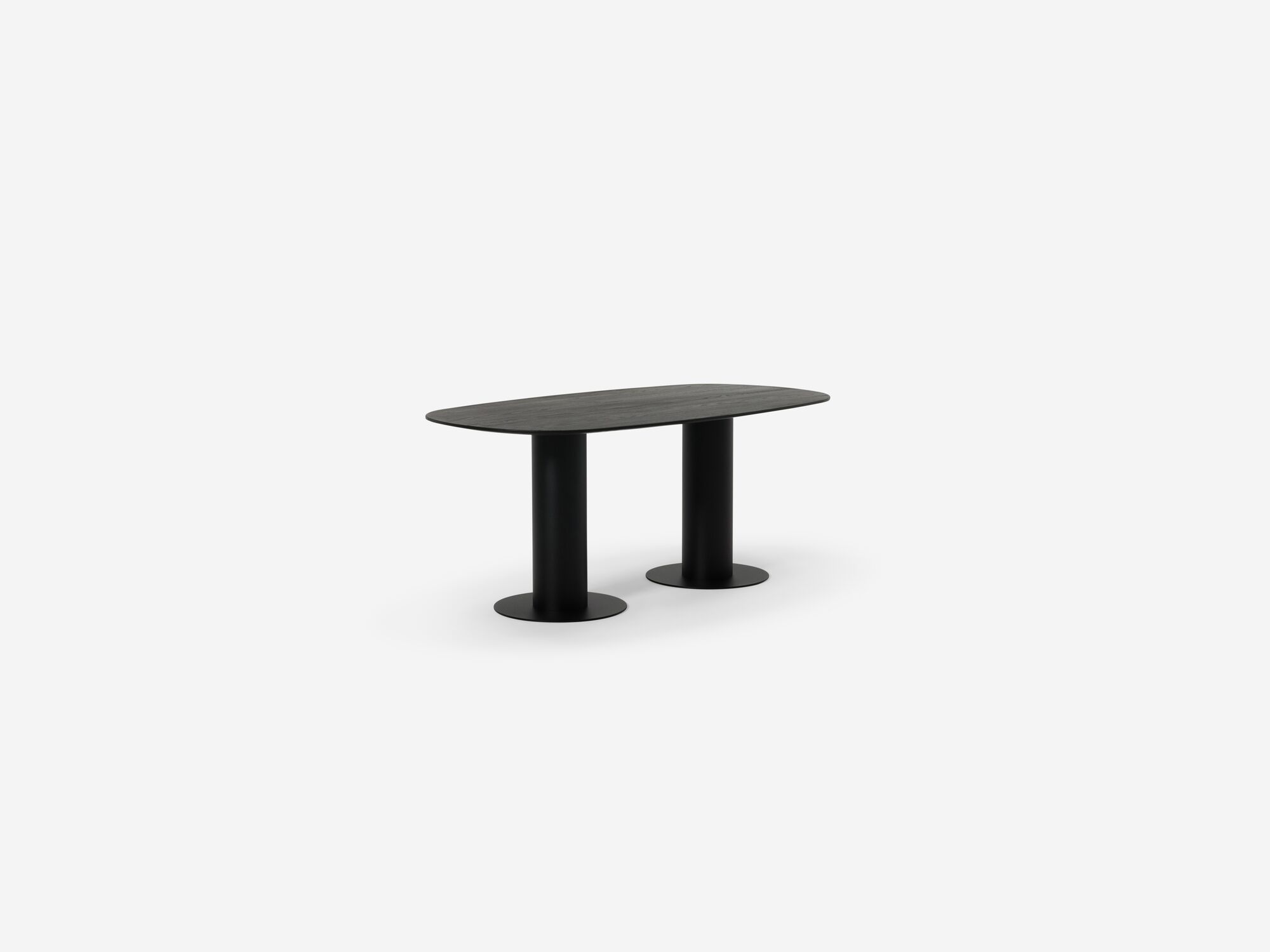 Front angle view of medium black dining table